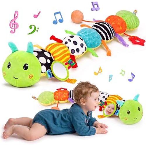 Baby Sensory Caterpillar Toy, Musical Plush Toy for Babies 0-12 Months