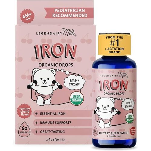 Legendairy Milk Organic Toddler Iron Drops, Cherry Flavor, 60 Servings