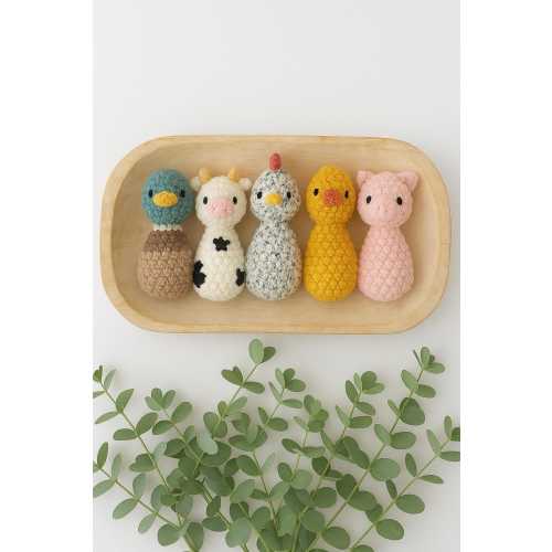 Crochet Cuddle Critter: Handmade Plush Farm Animal Toy, Rattle Option