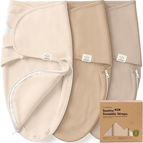 Baby Swaddle Sleep Sacks with Zipper - 3-Pack Swaddles for Newborns 0-3 Months, Infant, Baby Girls, Boys, Soft & Durable Newborn Sleep Sack, Easy Diaper Change Swaddling Blanket (Ecru, OS)