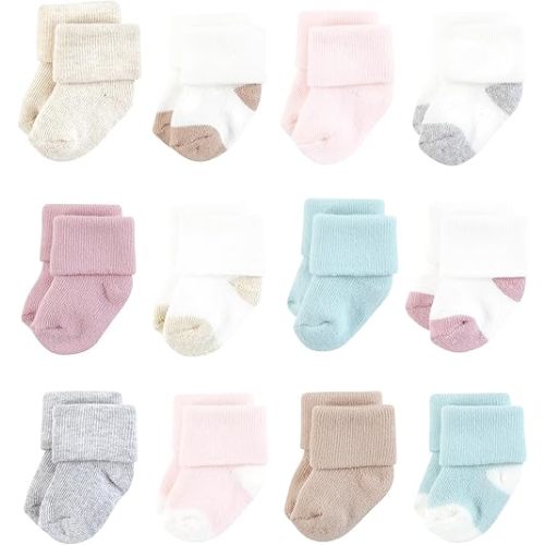 Hudson Baby Baby Girls' Cotton Rich Newborn and Terry Socks