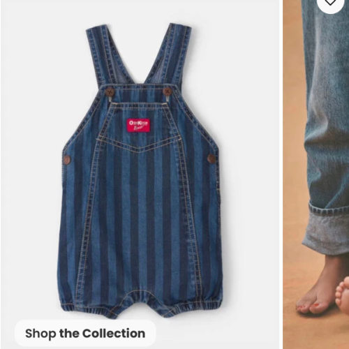 Baby Striped Denim Shortall - Dark Wash - OshKosh B'gosh | Carter's