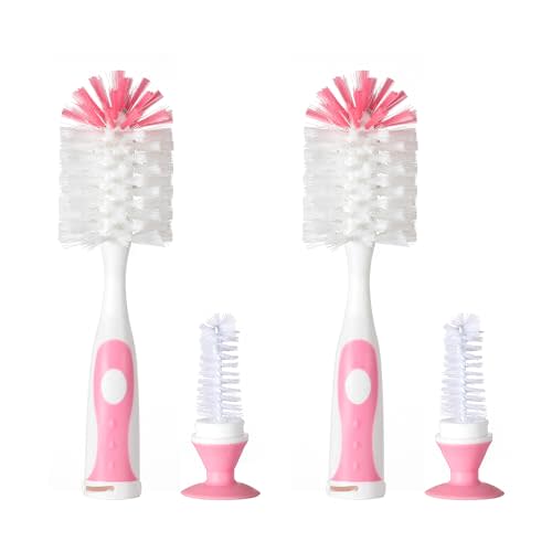Multifunctional Cleaning Brush, Baby Bottle Brush, Bottle Brush Cleaner | Rotate The Suction Cup to Obtain The Small Bristle Brushes Set