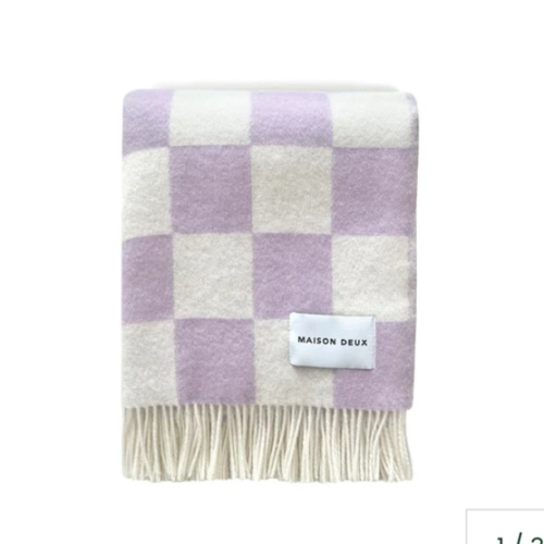 Rugs by Roo | Checkerboard Lilac White Wool Blanket