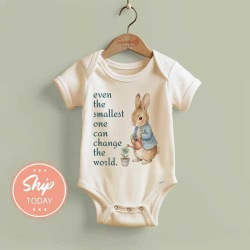 Easter Bunny Baby Onesies® Brand: Peter Rabbit Inspired Bodysuit, Spring Baby Shower Gift, Even The Smallest One” Newborn Outfit(KA-EAS32)