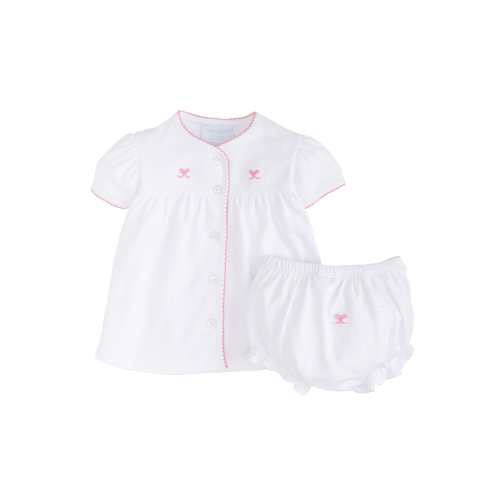 Pinpoint Layette Knit Set - Bow