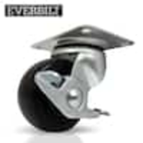 Everbilt 2 in. Black Soft Rubber and Steel Swivel Plate Caster with Locking Brake and 90 lbs. Load Rating 49509