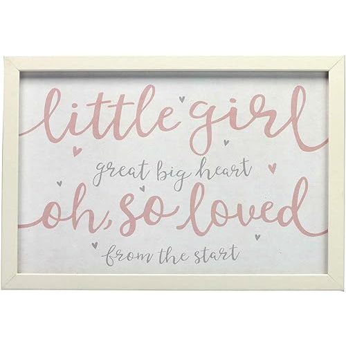 Little Girl Oh So Loved Framed Wood Wall Decor - Adorable White and Pink Wall Art for Nursery or Child's Bedroom