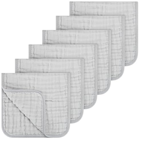 Accmor 6 Pack Muslin Burp Cloths 100% Cotton 20''x10'' Large Extra Soft and Absorbent Baby Burping Cloth for Boys Girls