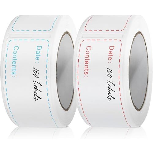 300 Pcs Freezer Labels, 1 x 3 Inch Refrigerator Food Label Stickers, No Residue, Easy Peel Off, Water & Oil Resistant, Labels for Food, Freezer Bags, Jars, and Containers (2 Roll 2 Color)
