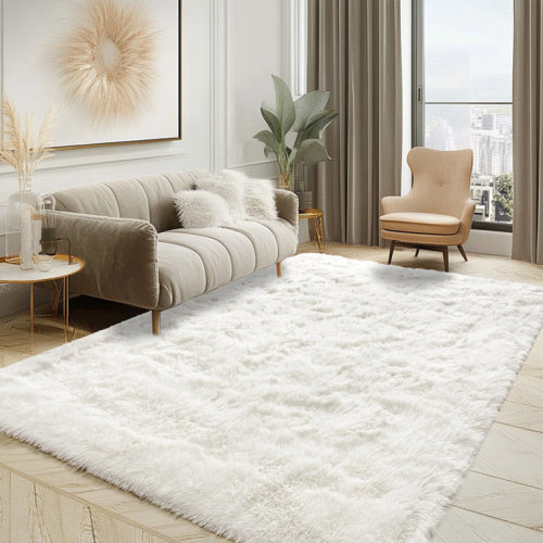 Solid Rug Soft Fluffy Cream White Indoor Area Rug for Living Room Bedroom Nursery Kids Room