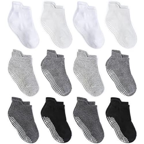 Zaples Baby Non Slip Grip Ankle Socks with Non Skid Soles for Infants Toddlers Kids Boys Girls