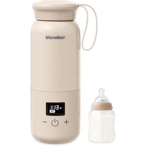 Calentador de biberones portátil para viajes, calentador de botellas de bebé de 10 onzas con temperatura ajustable y mantiene el calor para fórmula, leche materna, calentador de leche inalámbrico