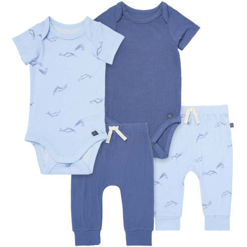 4-Piece Baby Boys Light Blue Whale Viscose Bodysuits and Pants Set – Gerber Childrenswear