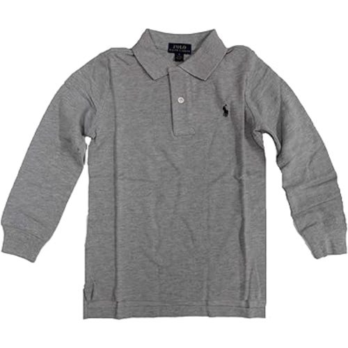 Ralph Lauren Baby Boy Cotton Long Sleeve Polo Shirt Size 3 M Andover Heather