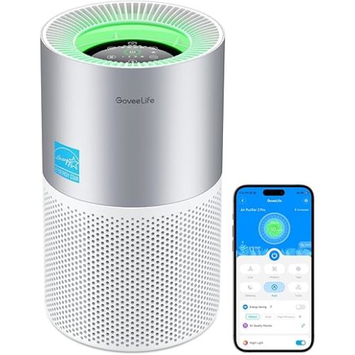 GoveeLife Air Purifiers for Home, Smart Air Purifier for Large Rooms with App & Alexa Control, Covers up to 1162ft², Air Quality Monitor, PM2.5 Sensor Air Purifier for Pet Hair, Pollen, Dust, Smoke