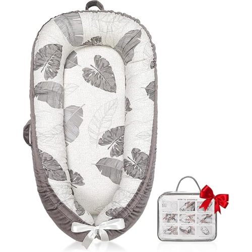 Baby Lounger | Organic Cotton Infant Lounger | Reversible, Adjustable & Portable Floor Lounger | Soft, Breathable, Washable Cover