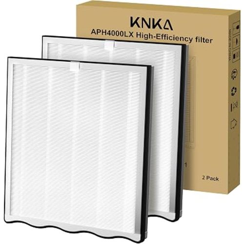 KNKA Genuine Air Purifier Replacement Filter for APH4000, 2-Pack High-Efficiency & Activated Carbon Filters, Captures Allergens, Odors, Dust & Pollen, Standard Filter – White