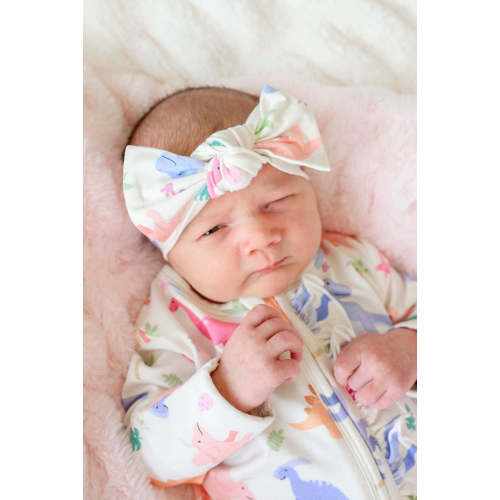 Ruffle Zipper Bamboo Footie in Little Fossil Pink | Caden Lane