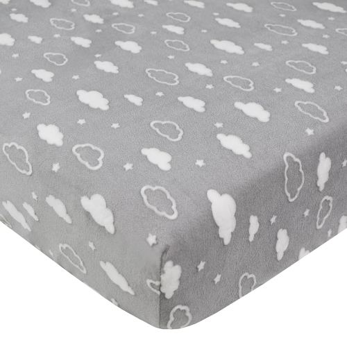 American Baby Company Heavenly Soft Chenille Fitted Crib Sheet 28" x 52", Warm and Cozy Neutral Chenille Sheet, Gray 3D Cloud, for Boys and Girls, Fits Crib and Toddler Bed mattresses