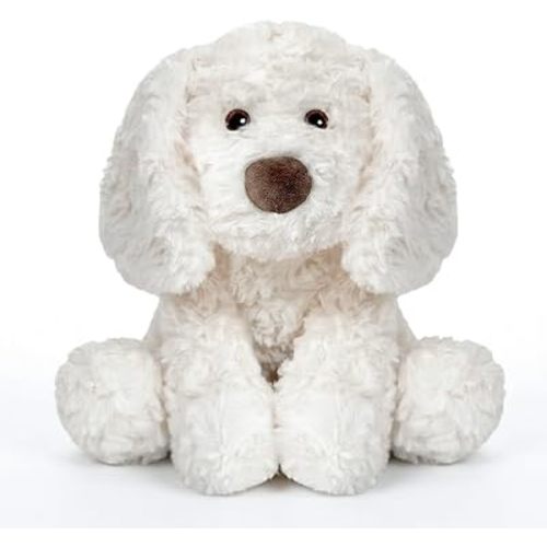 White Stuffed Dog Cockapoo Plush Toy Sitting Puppy Animal Floppy Eared Cute Soft Cuddly Plushie for Newborn Baby Toddler Girls Boys Nursery Decor Birthday Shower Gift 12 Inch