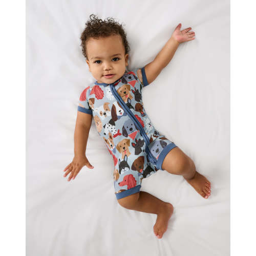 Gray Puppy Parade Shorty Zippy – Little Sleepies