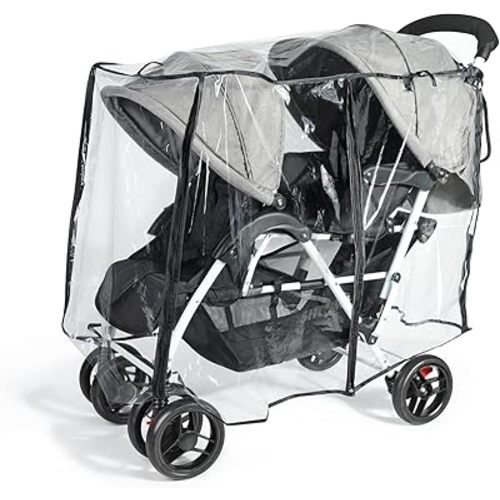 IvyWind Stroller Rain Cover for Double Tandem Stroller, Universal Size Weather Shield for Stroller, Breathable Double Stroller Cover for All-Weather Protection from Rain Snow Dust