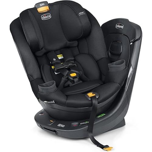 Chicco Fit360 ClearTex Rotating Convertible Car Seat with 360 Degree Rotation for Rear-Facing and Forward-Facing, LeverLock Self-Tensioning Lock System, Obsidian/Black