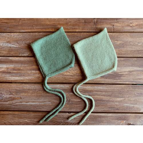 Baby winter bonnet, hand knitted with soft and warm alpaca wool blend