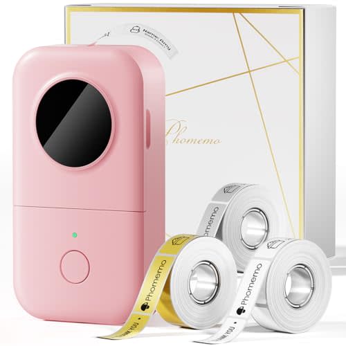 Phomemo D30 Label Maker with 3 Roll Papers - White/Clear/Gold Labels, Portable Handheld Bluetooth Mini Label Printer, Multiple Templates Fonts Icon, Thermal Small Label Printer Rechargeable