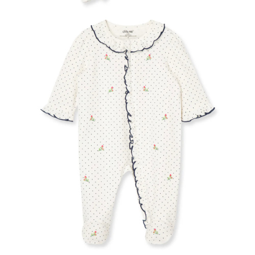 Rosebud 2-Way-Zip Footed One-Piece and Headband
