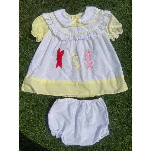 Lemon Drop Baby Dress & Bloomers Set