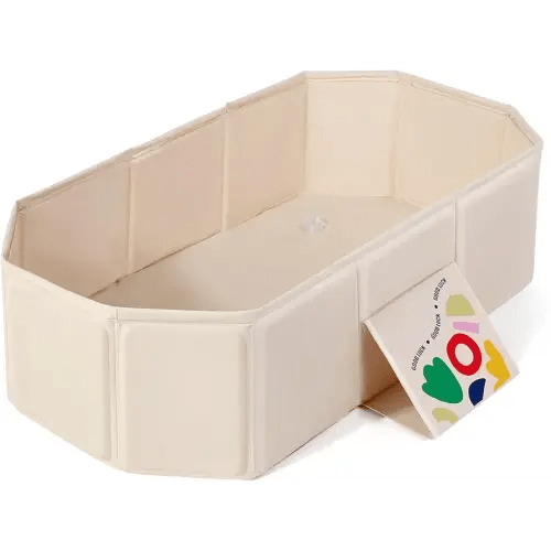 Orzbow Collapsible Baby Bathtub, Toddler Bathtub with Non-Slip Base, Portable Bath Tub for Kids Infant 12 Months+ Travel, Easy to Clean, Stable & Durable, Space-Saving, White