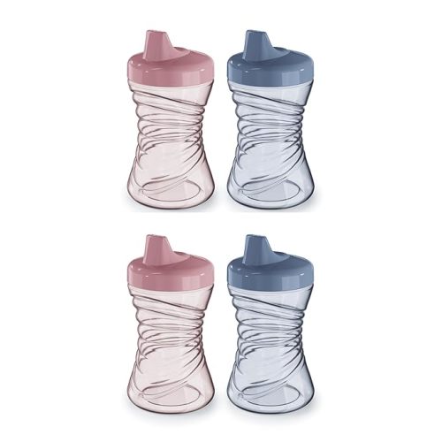 NUK First Choice Fun Grips Hard Spout Straw Cup 2.0, 10 oz. Sippy Cup with Handles, 4-pack