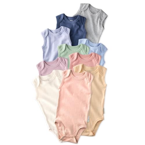 Butterblu Sam 5-Pack and 10-Pack Sleeveless Bodysuits 100% Organic Cotton for Baby Boys & Girls