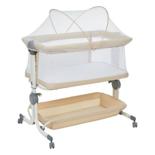 GustoWave 3-in-1 Portable Bedside Bassinet, Adjustable Height Sleeper And Travel Crib With Net, Equipped with mosquito net