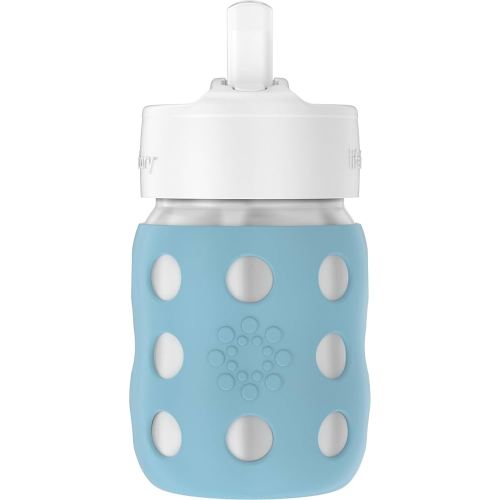 Lifefactory 8-Ounce Stainless-Steel Vacuum-Insulated Wide-Neck Baby Bottle with Straw Cap, Denim (LS2241WDE4)