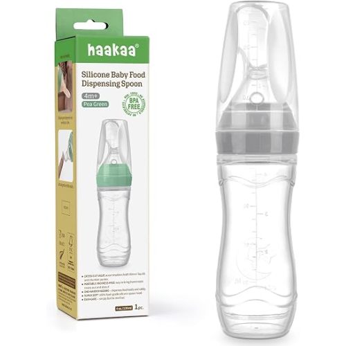 Haakaa Silicone Baby Food Dispensing Spoon Feeder 4oz,BPA Free,Grey