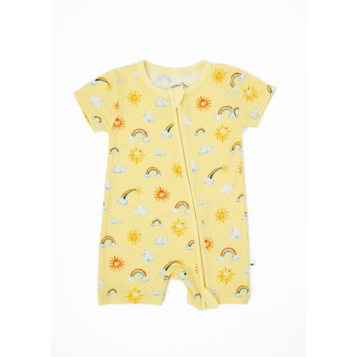 Sunshine & Rainbows Bamboo Shortie Romper – Little Crowns & Capes