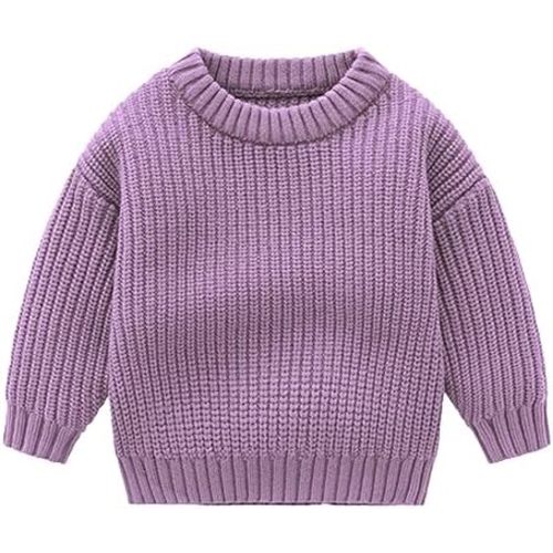 Toddler Baby Girl Boy Knit Sweater Solid Color Long Sleeve Warm Pullover Tops Fall Winter Clothes