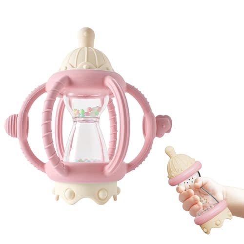 KIAANS Baby Montessori Sensory Toys Baby Teething Toys Silicone Teethers for 3-6 6-12 Months Gifts for Newborn Infant Boys Girls (Pink)