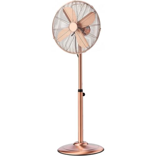 VEVOR 16-Inch High Velocity Pedestal Fan, 1450 CFM Industrial Standing Floor Fan with Handle, 75° Oscillating, 3-Speed Adjustable Height, Metal Made for Commercial, Garage, Workshop, Home, Copper