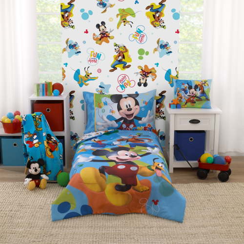 Disney Mickey Mouse Fun Starts Here 4 Piece Toddler Bed Set