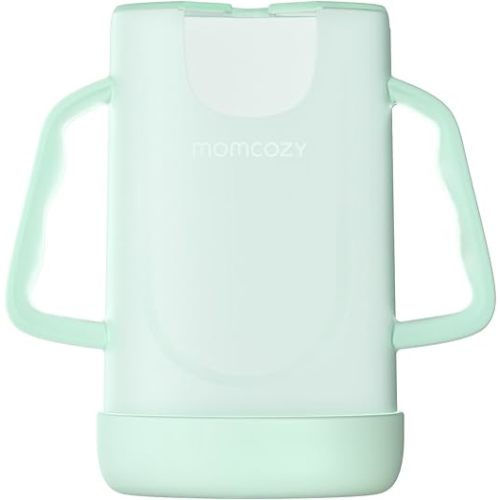 Momcozy Baby Pouch Holder No Squeeze | Baby Food & Juice Box Holder, Mess-Free, Easy Grip for Self-Feeding, BPA-Free & DEHP-Free, Must-Have for Babies, Green