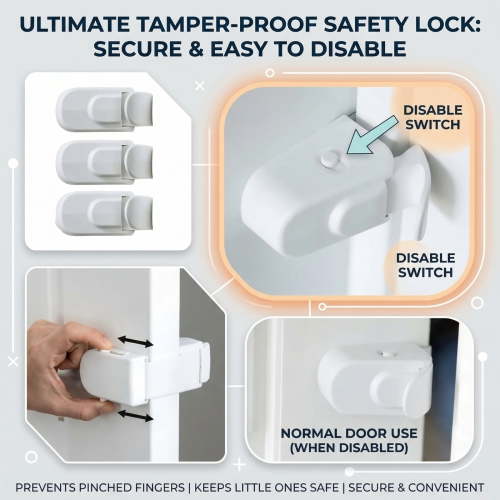 Snap-On Child Proof Door Lock – No Tools Door Knob Safety Lock, Lever Handle Child Lock for Home Bedroom, Portable Security for Toddlers
