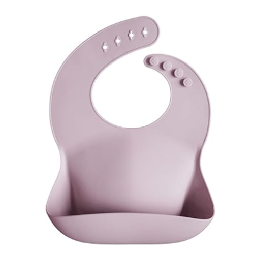 mushie Silicone Baby Bib | Adjustable Fit Waterproof Bibs (Black Daisy)