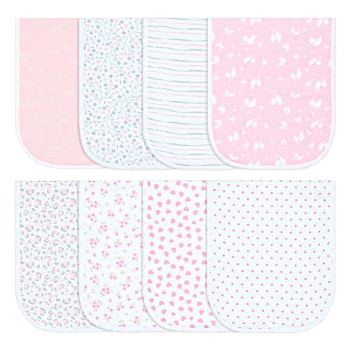 Hakochia Burp Cloths for Baby Boy & Girl Organic Cotton Large Unisex Burp Clothes Extra Absorbent Soft Neutral Burping Rags Spit Up Cloth Sets for Newborns 8 Pack
