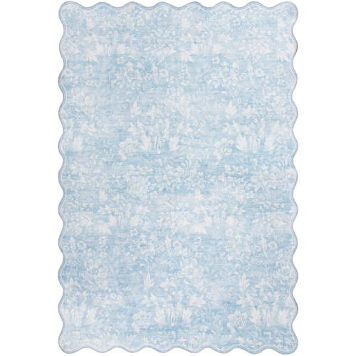 Mainstays Blue Feather Faux Fur Scalloped Indoor Area Rug, 7'10'