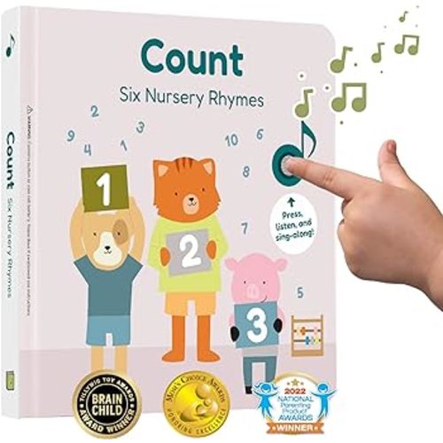Calis Books Count - Nursery Rhymes Music Book for Toddlers 1-3, Interactive Books for 1+ Year Old with 6 Animal Songs - Educational Toddler Books Ages 1-3