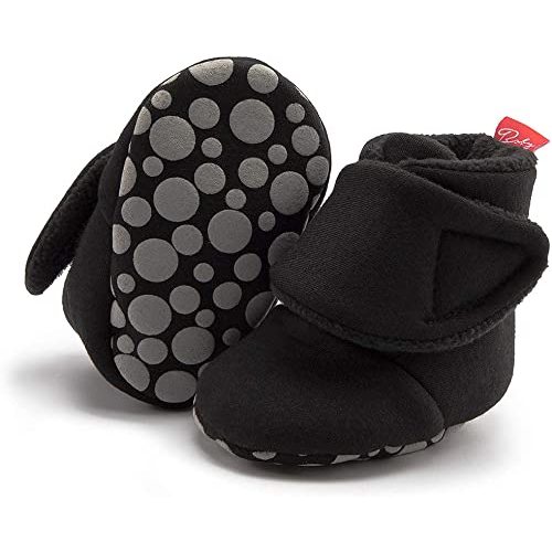Babelvit Newborn Baby Boy Girl Soft Fleece Booties Stay On Infant Slippers Socks Shoe Non Skid Gripper Toddler First Walkers Winter Ankle Crib Shoes